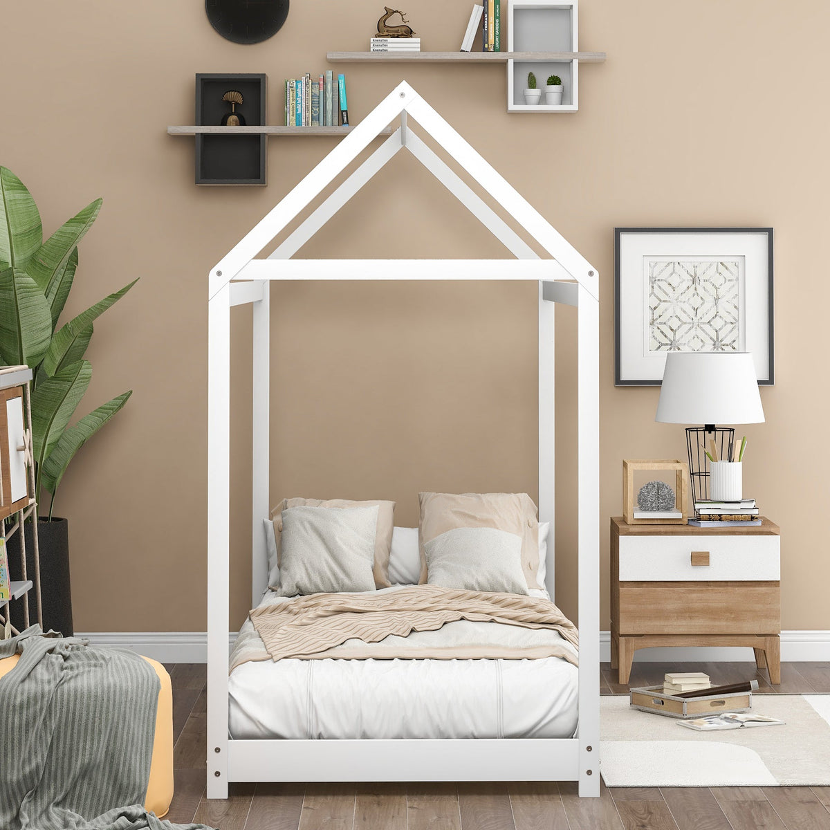 Twin Size Wooden House Bed