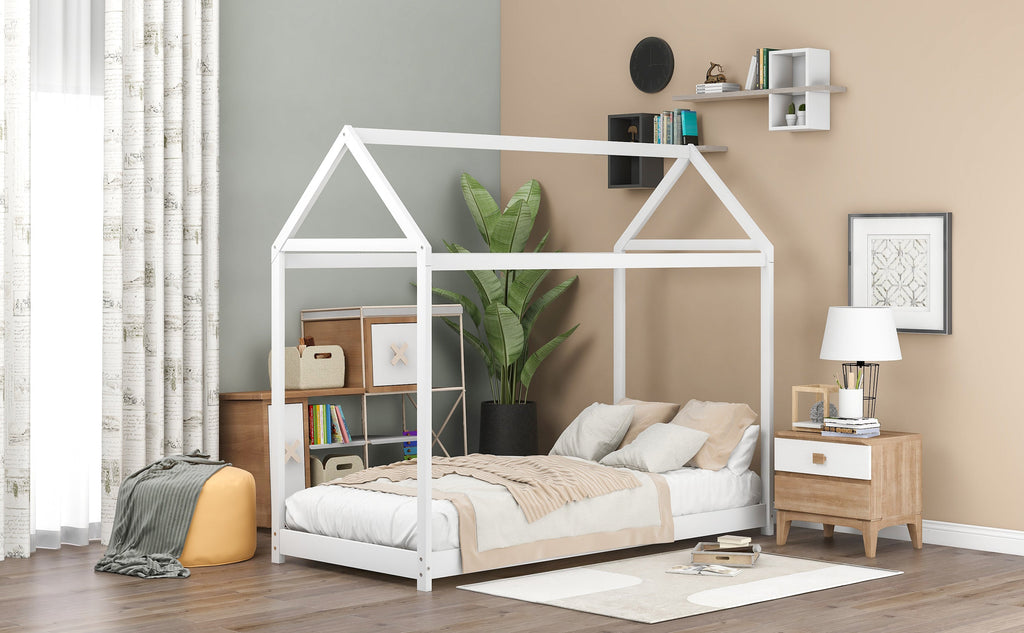 Twin Size Wooden House Bed