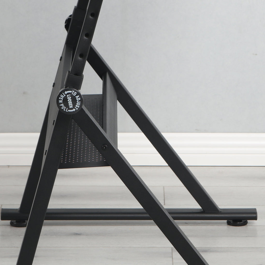 Black Adjustable Tempered Glass Drafting Table with Chair
