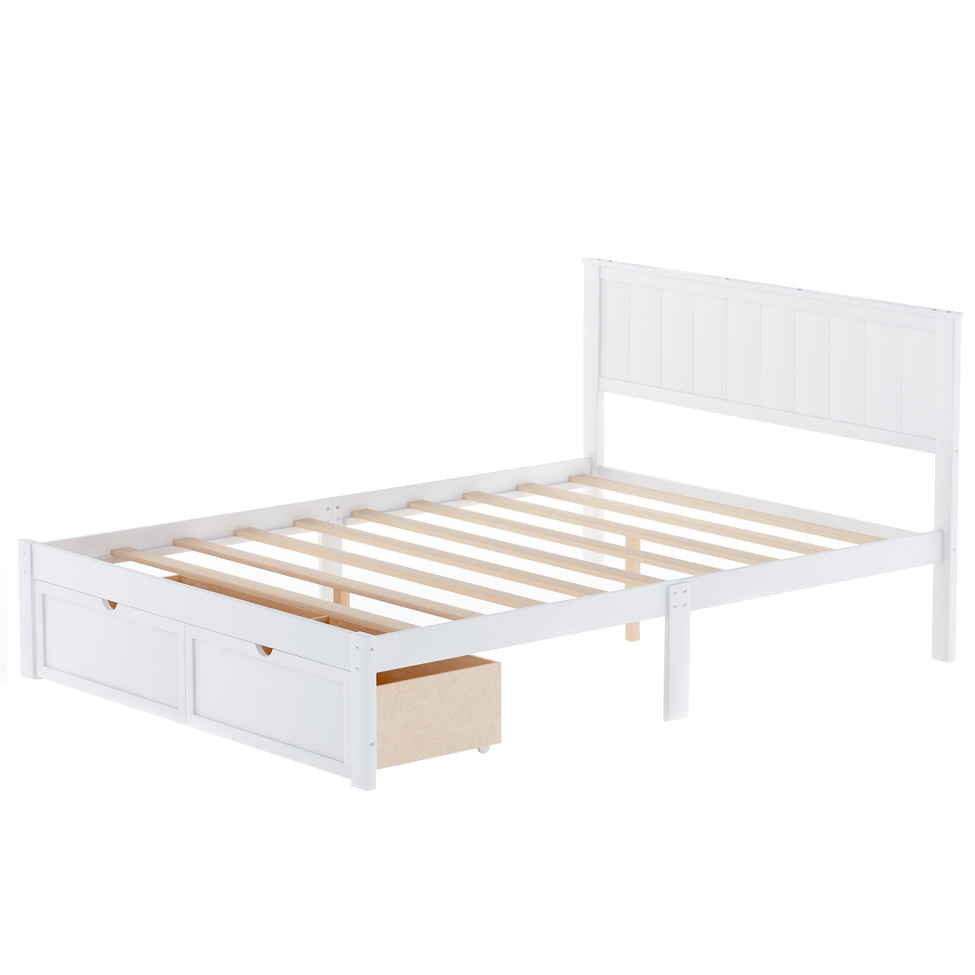 Full Size Platform Bed with Under-bed Drawers