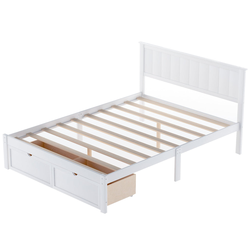Full Size Platform Bed with Under-bed Drawers