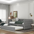 Twin Size Daybed with Trundle, Upholstered Daybed with Padded Back