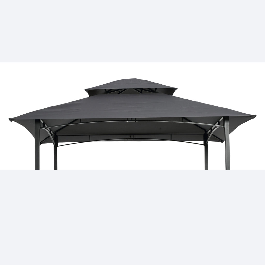 8x5Ft Grill Gazebo Replacement Canopy, Double Tiered BBQ Tent Roof Top Cover