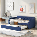 Upholstered Daybed with Trundle, Wood Slat Support, Twin Size