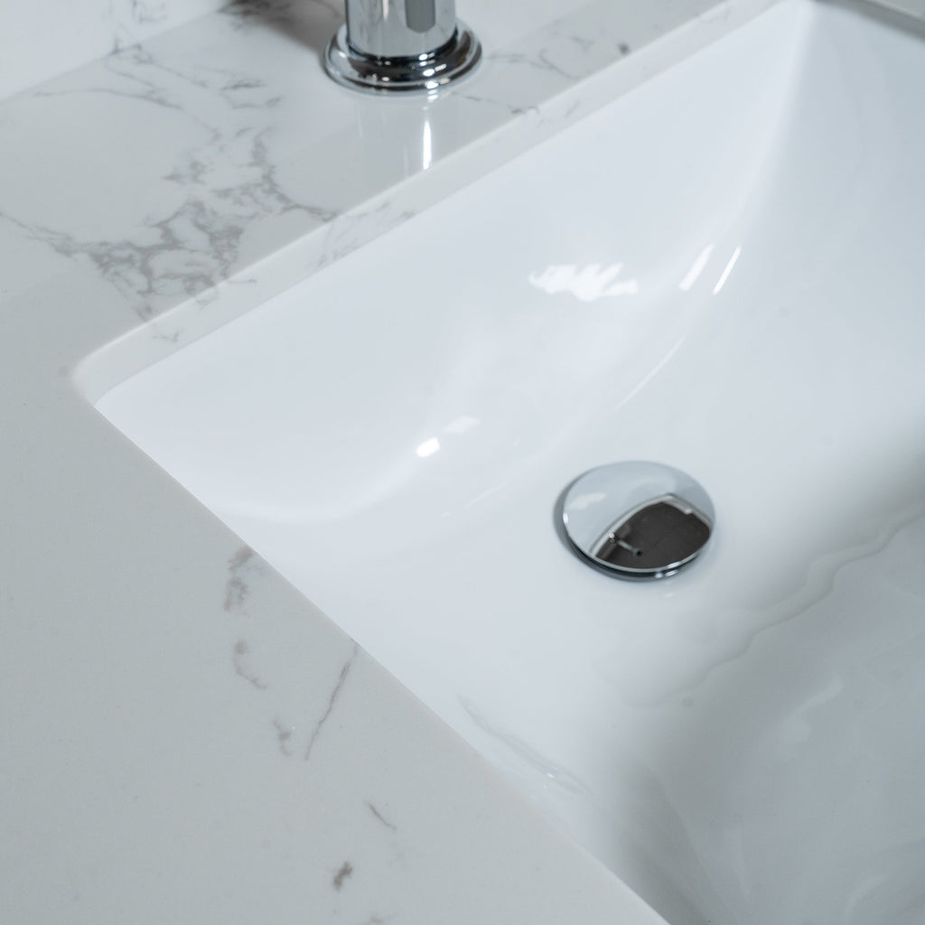 Montary 37-Inch Bathroom Vanity Top in Stone Carrara