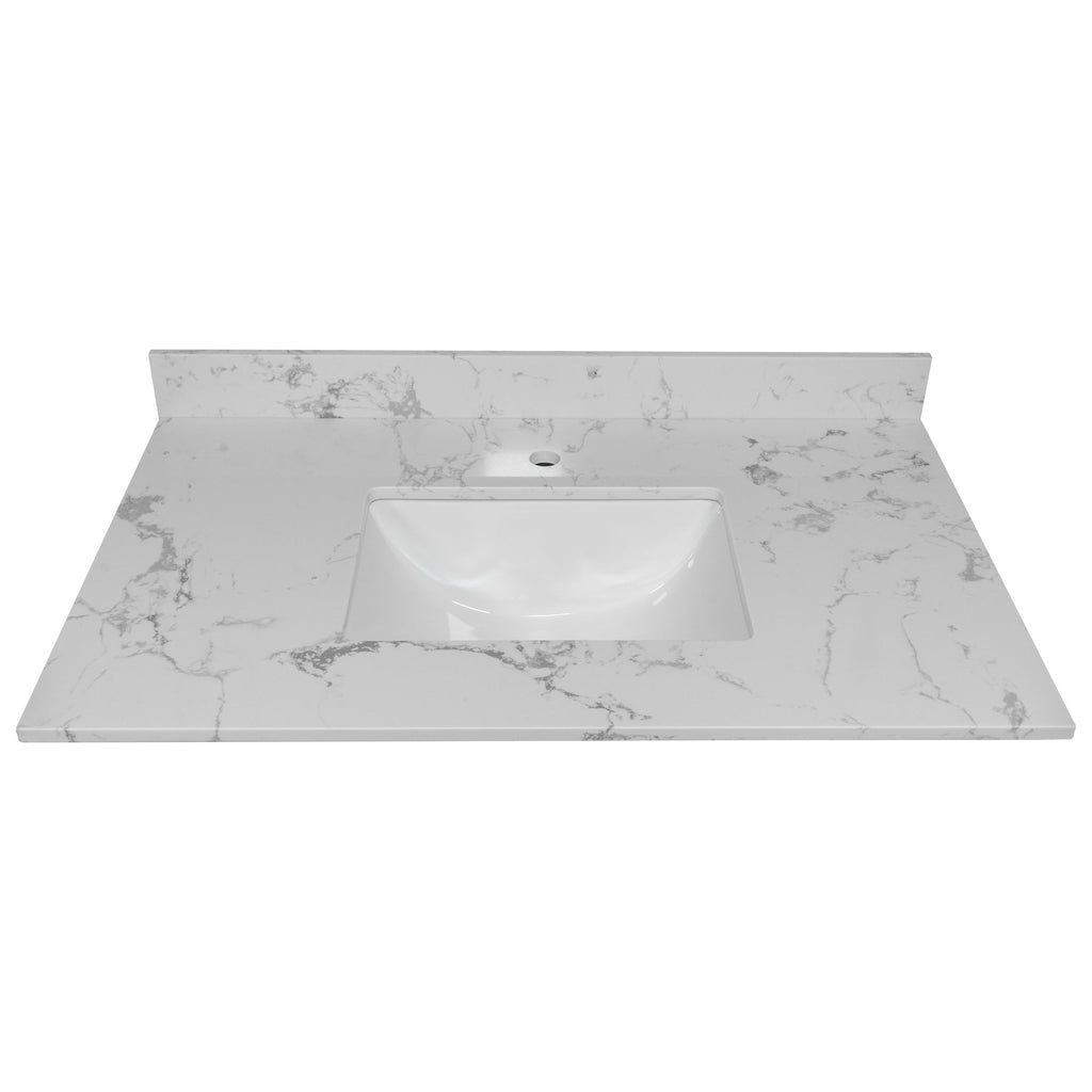 Montary 37-Inch Bathroom Vanity Top in Stone Carrara