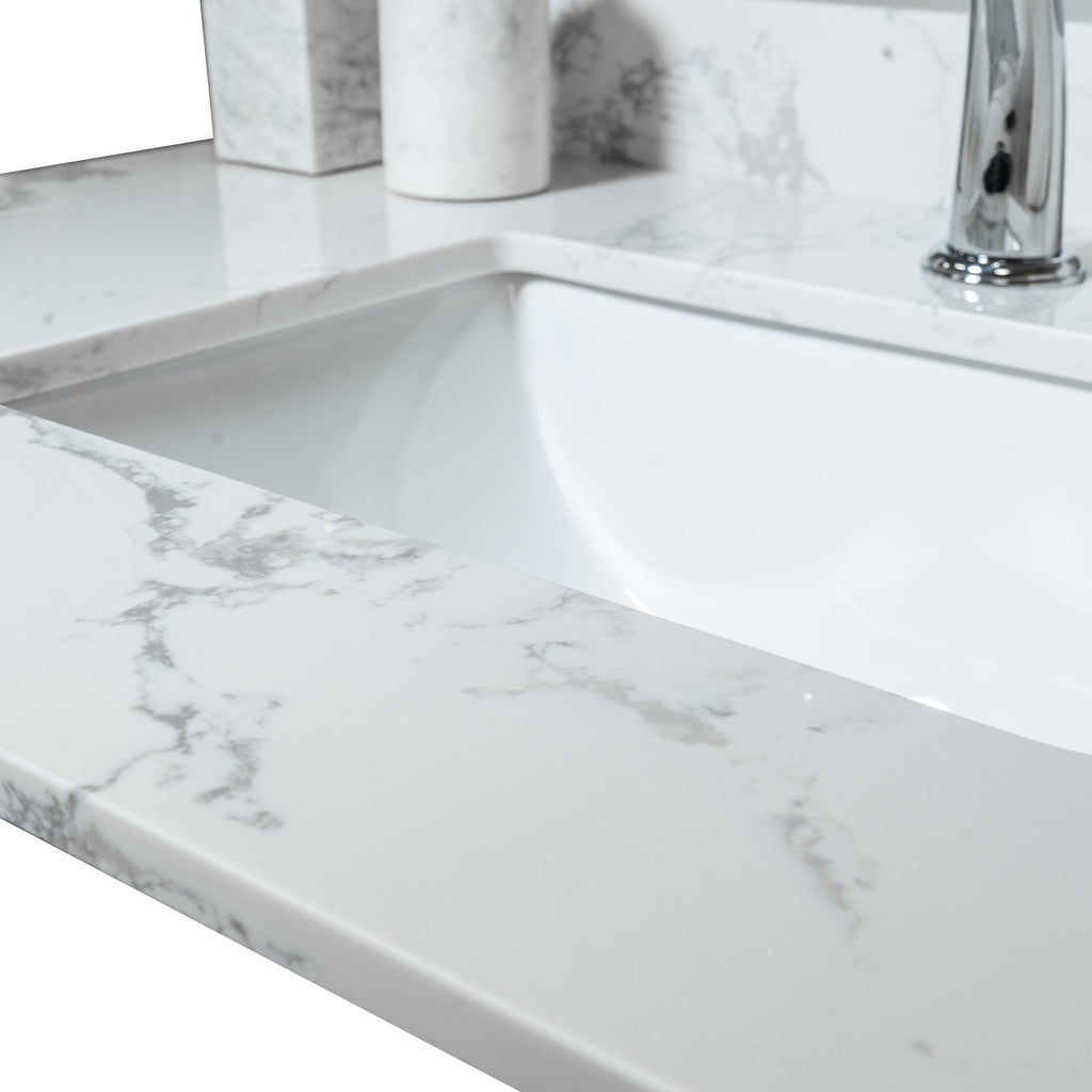 Montary 37-Inch Bathroom Vanity Top in Stone Carrara