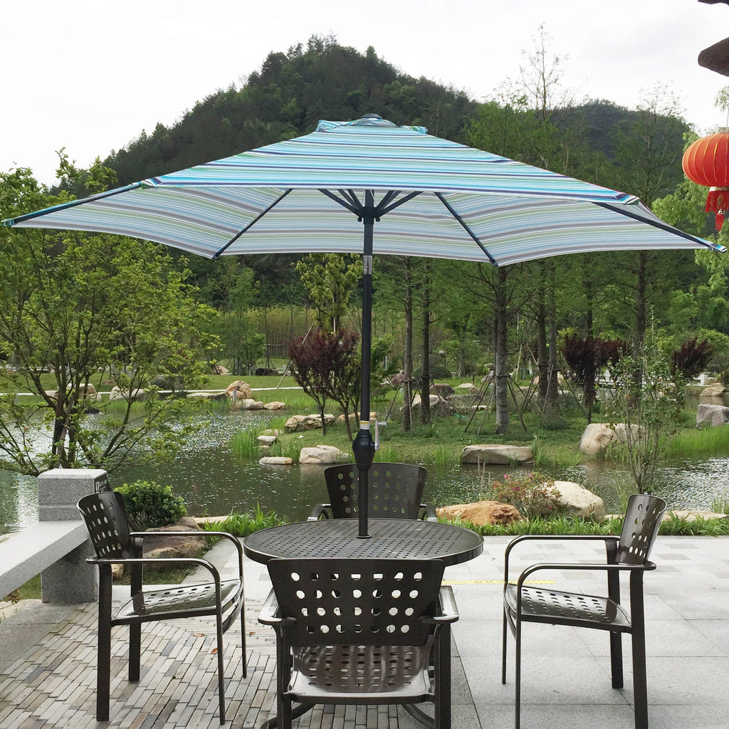 9Ft Umbrella - Blue Striped Canopy