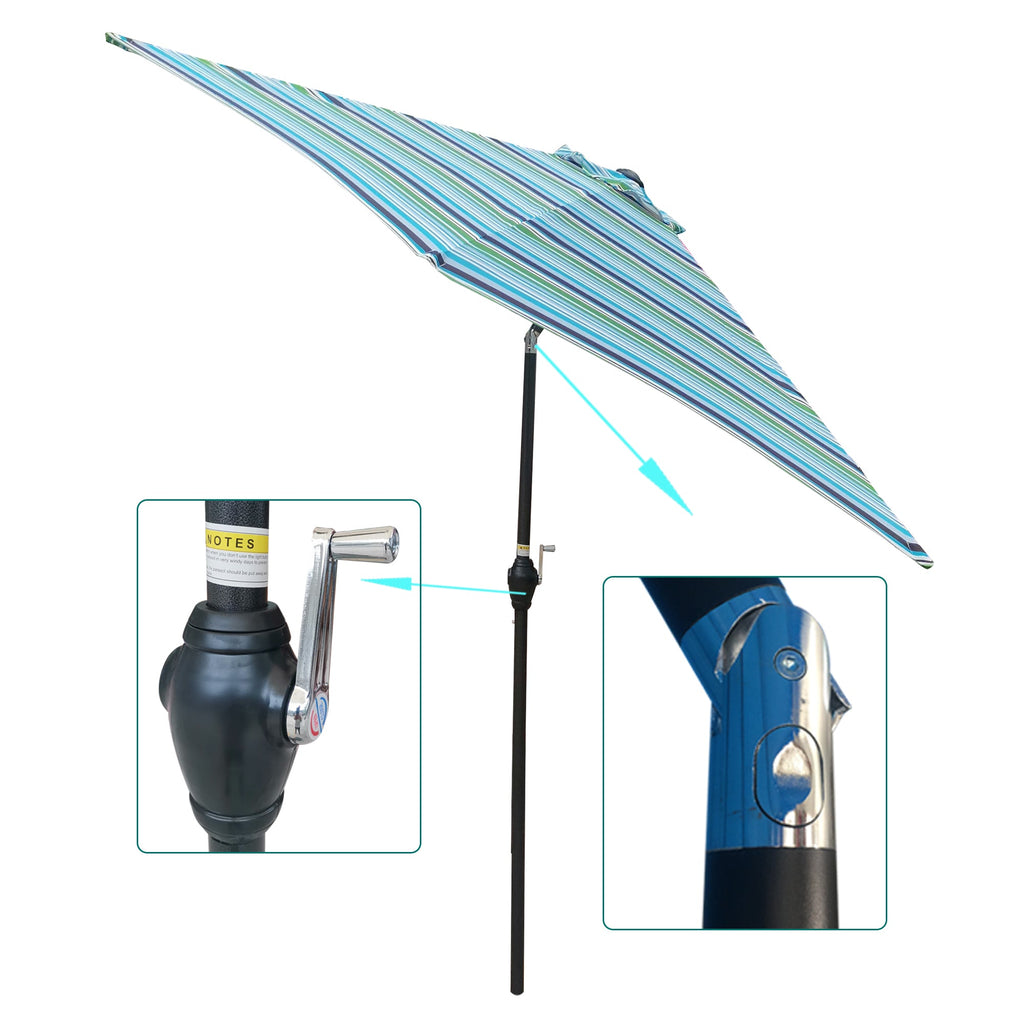 9Ft Umbrella - Blue Striped Canopy