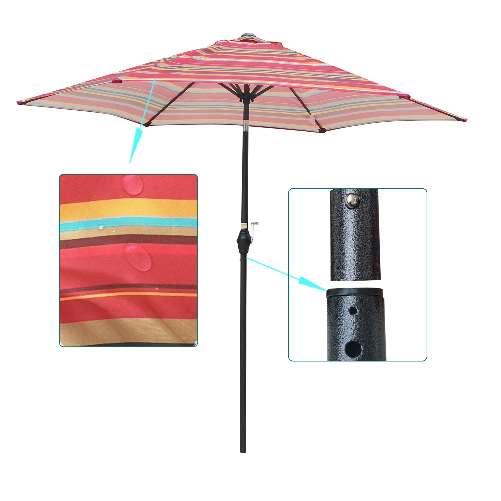 9Ft Umbrella - Blue Striped Canopy