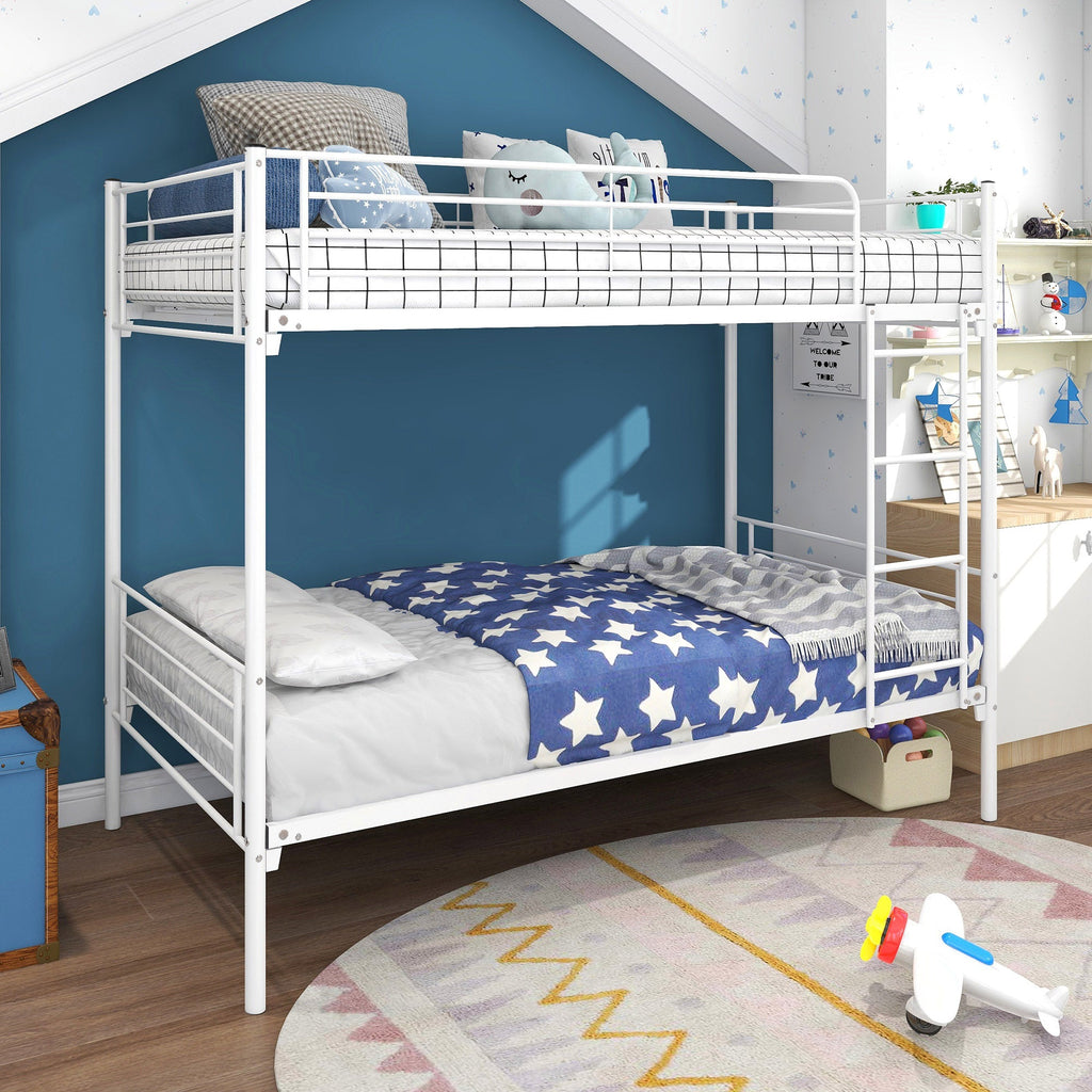 Twin-Over-Twin Bunk Bed with Metal Frame and Ladder