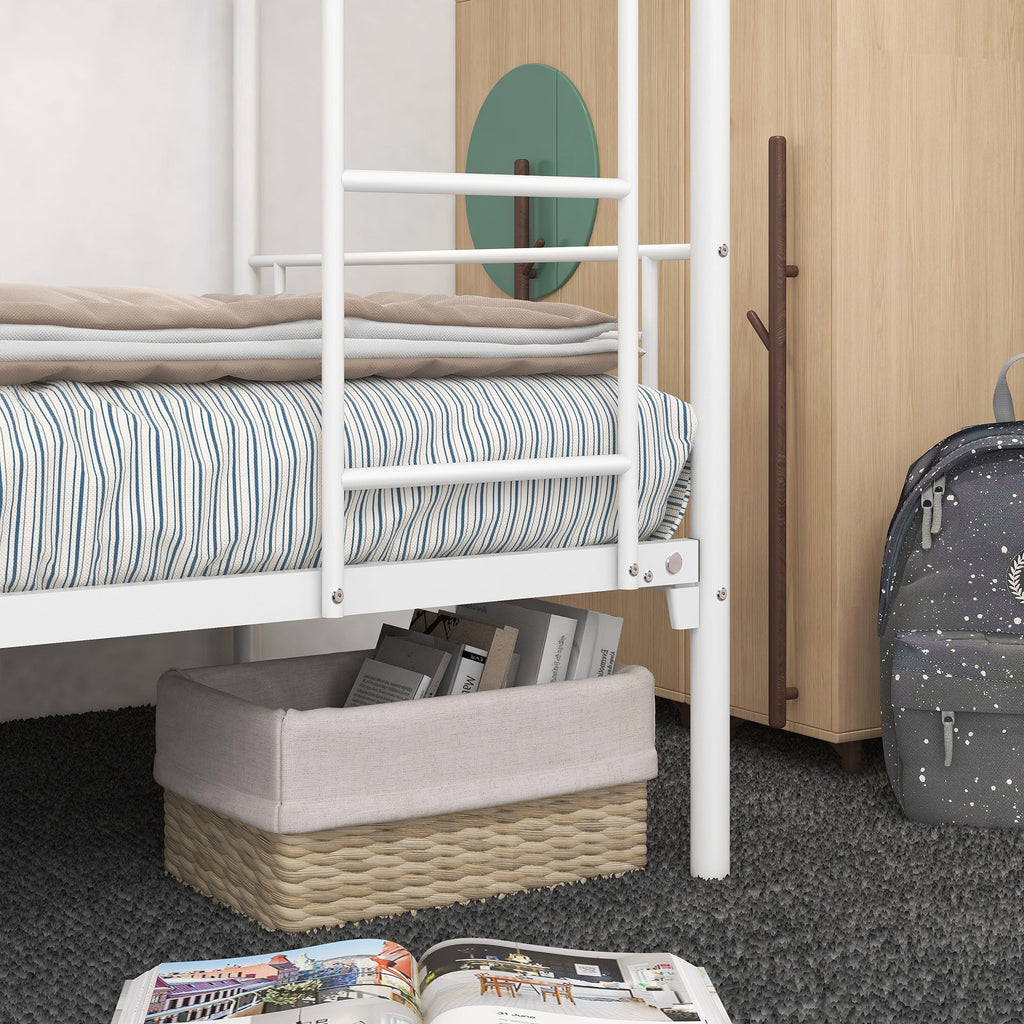 Twin-Over-Twin Bunk Bed with Metal Frame and Ladder