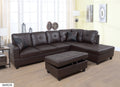 3 PC Sectional Sofa Set - Brown Faux Leather