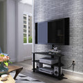 Black Multi-Function TV Stand Height Adjustable Bracket Swivel 3-Tier