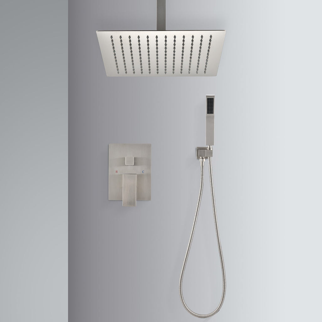 Ceiling Mounted Shower System Combo Set with Handheld and 16" Shower Head