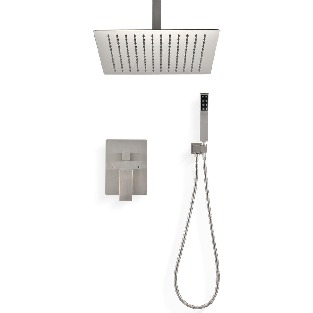Ceiling Mounted Shower System Combo Set with Handheld and 16" Shower Head