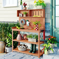 TOPMAX 65" Large Wooden Farmhouse Rustic Outdoor Potting Bench