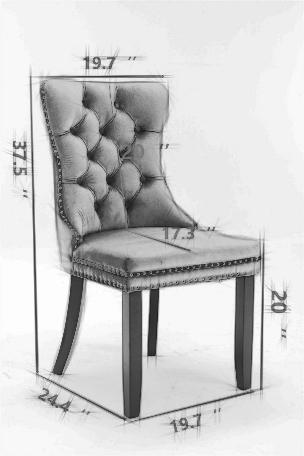 Nikki Collection Velvet Upholstered Dining Chair Set