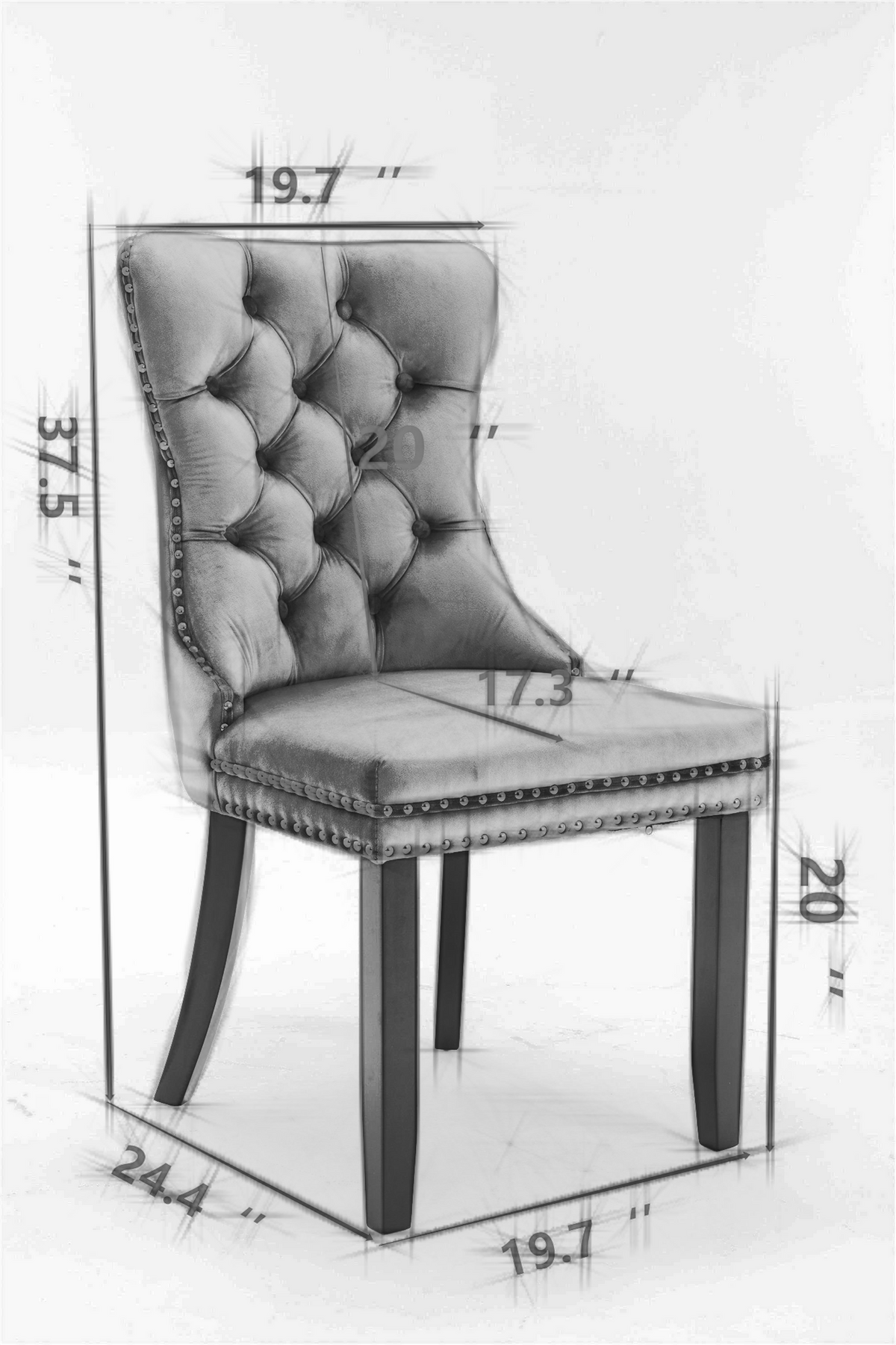 Nikki Collection Velvet Upholstered Dining Chair Set