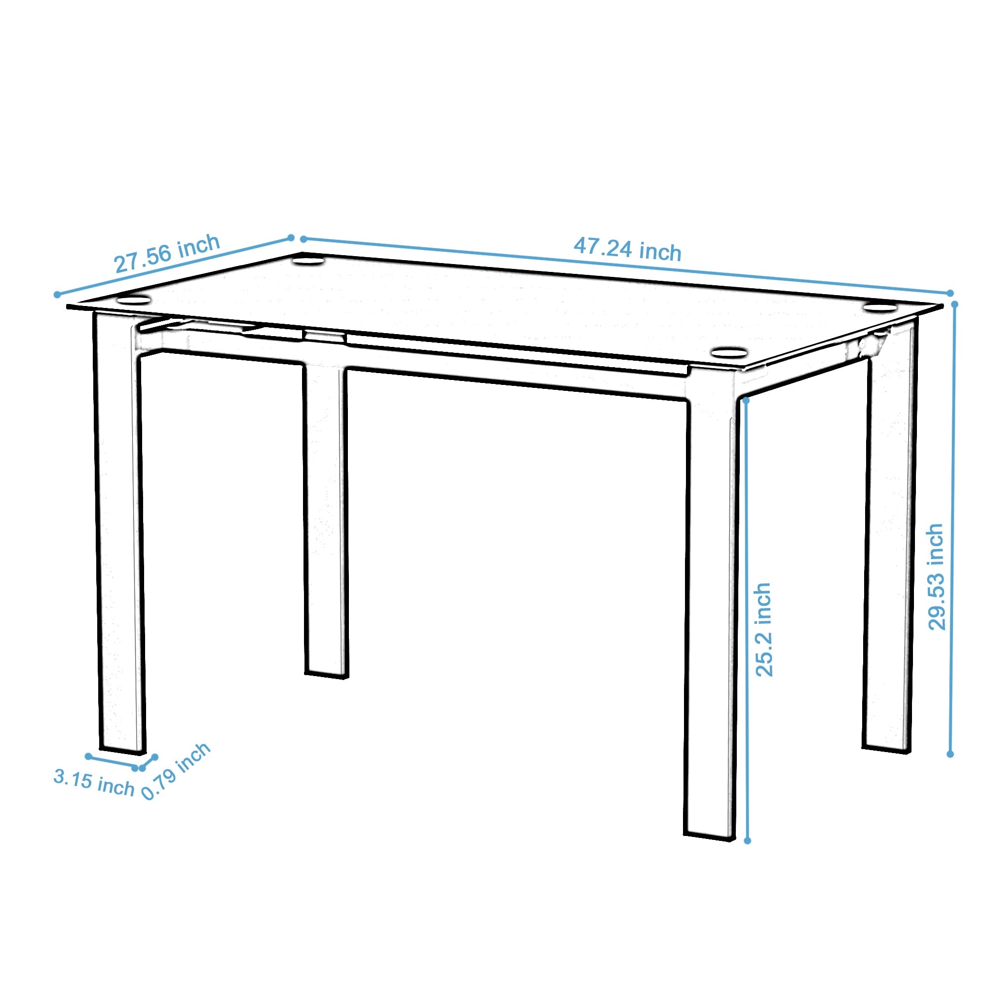 Modern Tempered Glass Dining Table