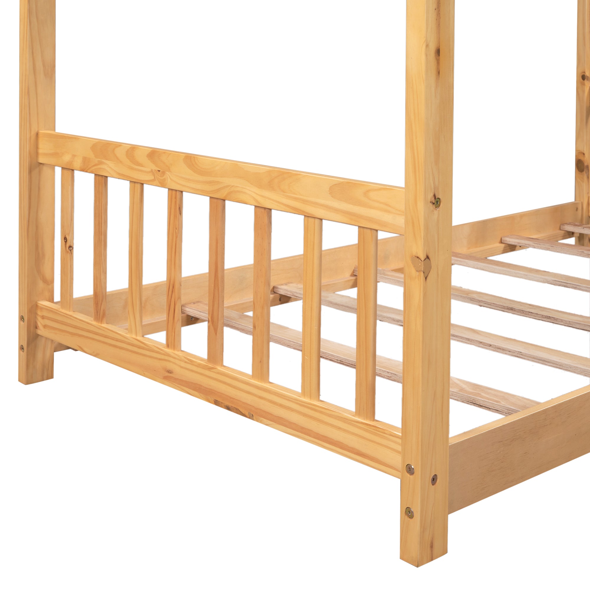 Twin Size House Platform Bed with Headboard and Footboard