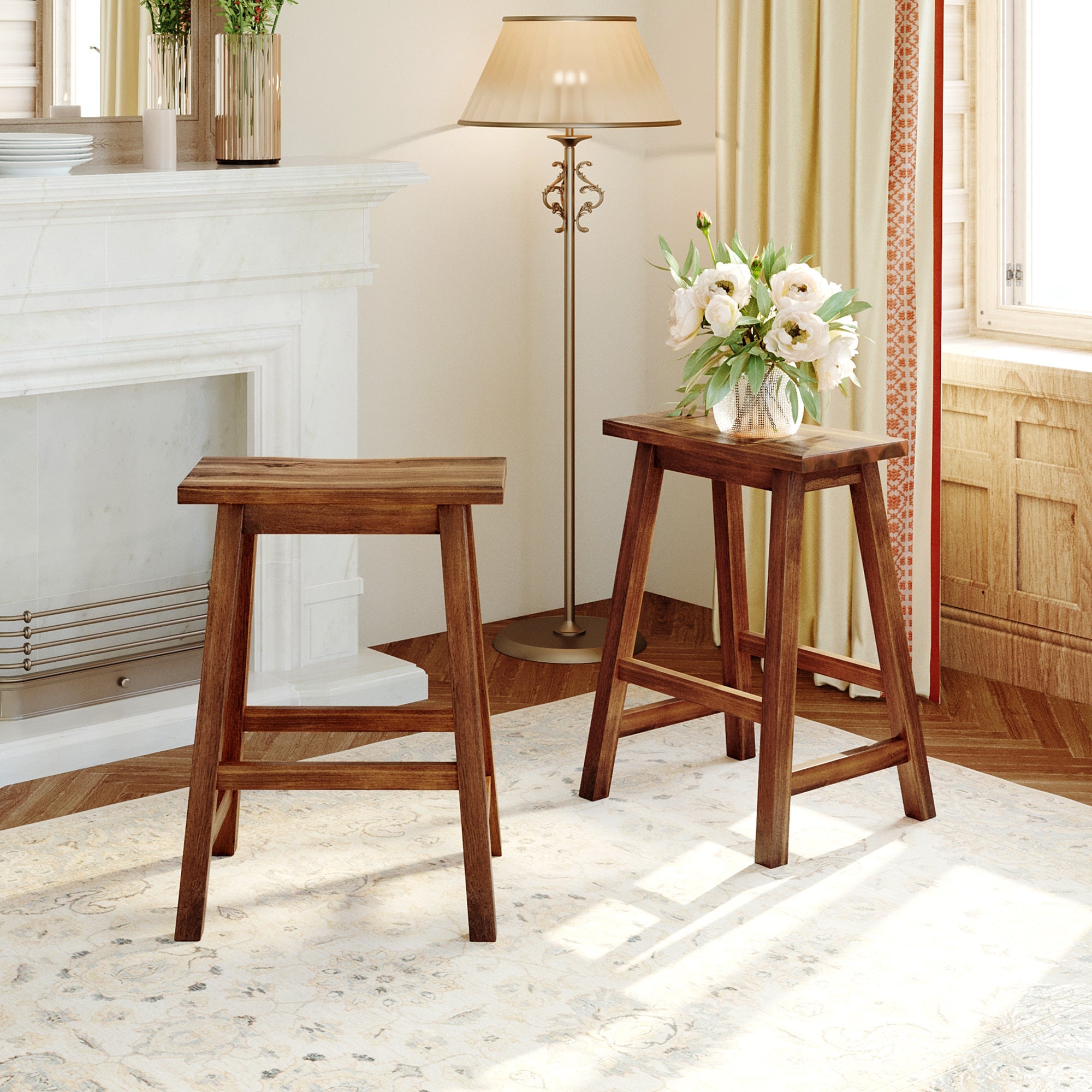 TOPMAX Solid Wood Rustic 3-Piece Kitchen Island Set