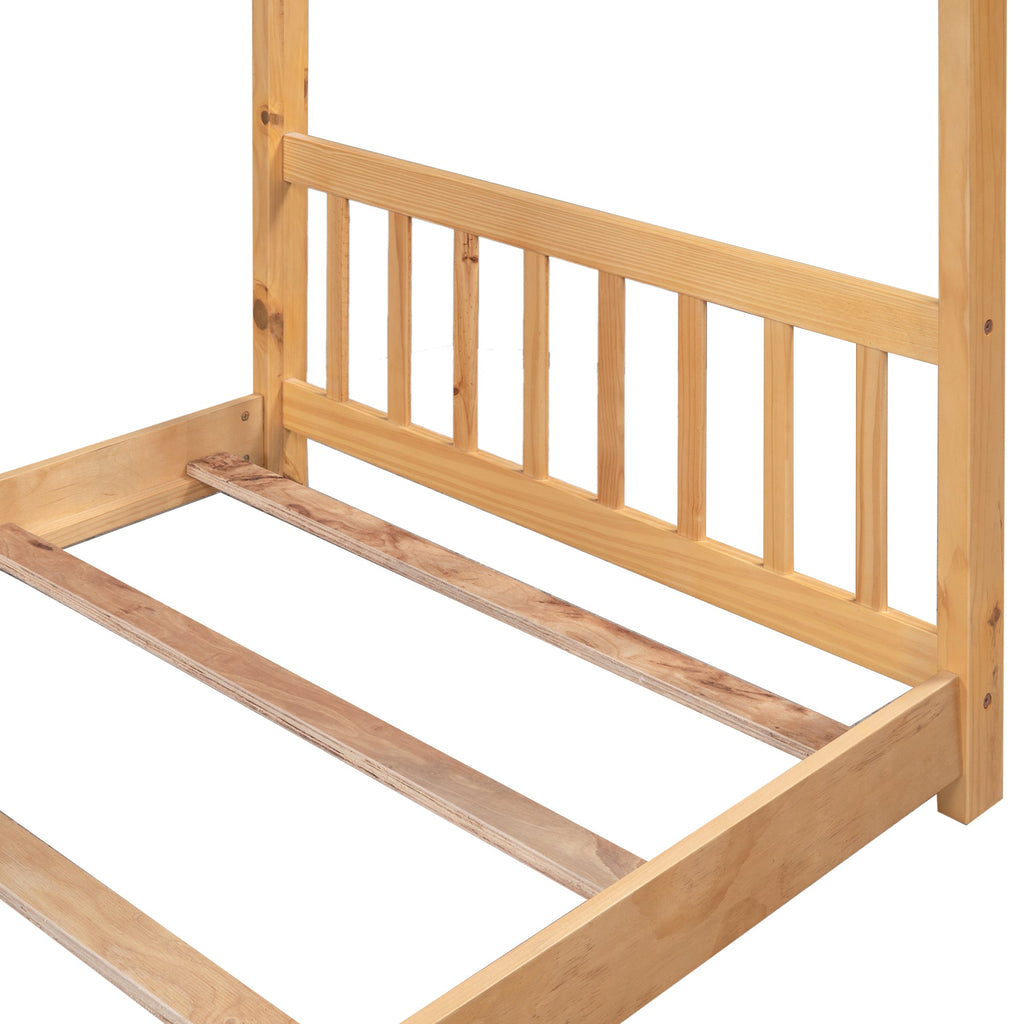Twin Size House Platform Bed with Headboard and Footboard