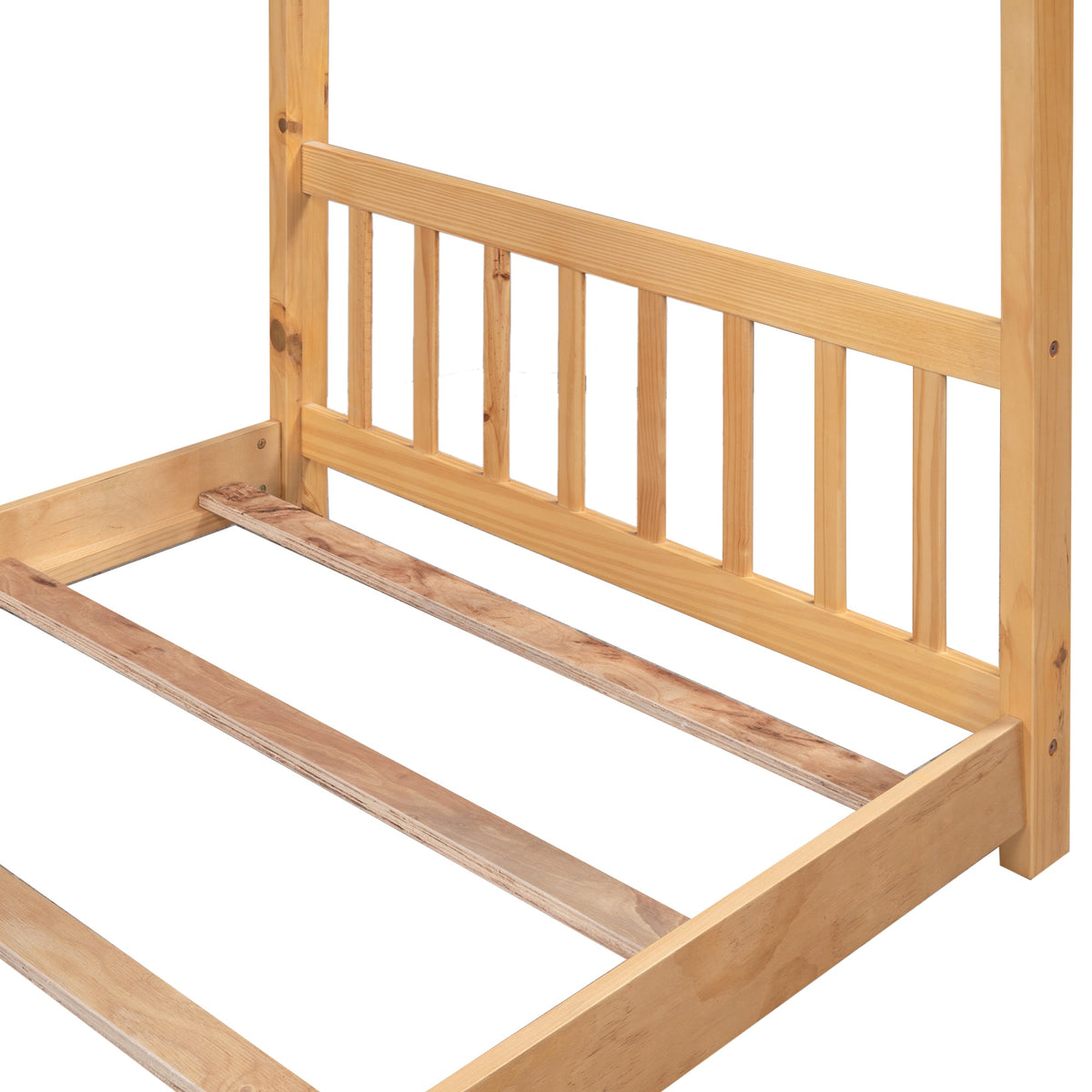 Twin Size House Platform Bed with Headboard and Footboard
