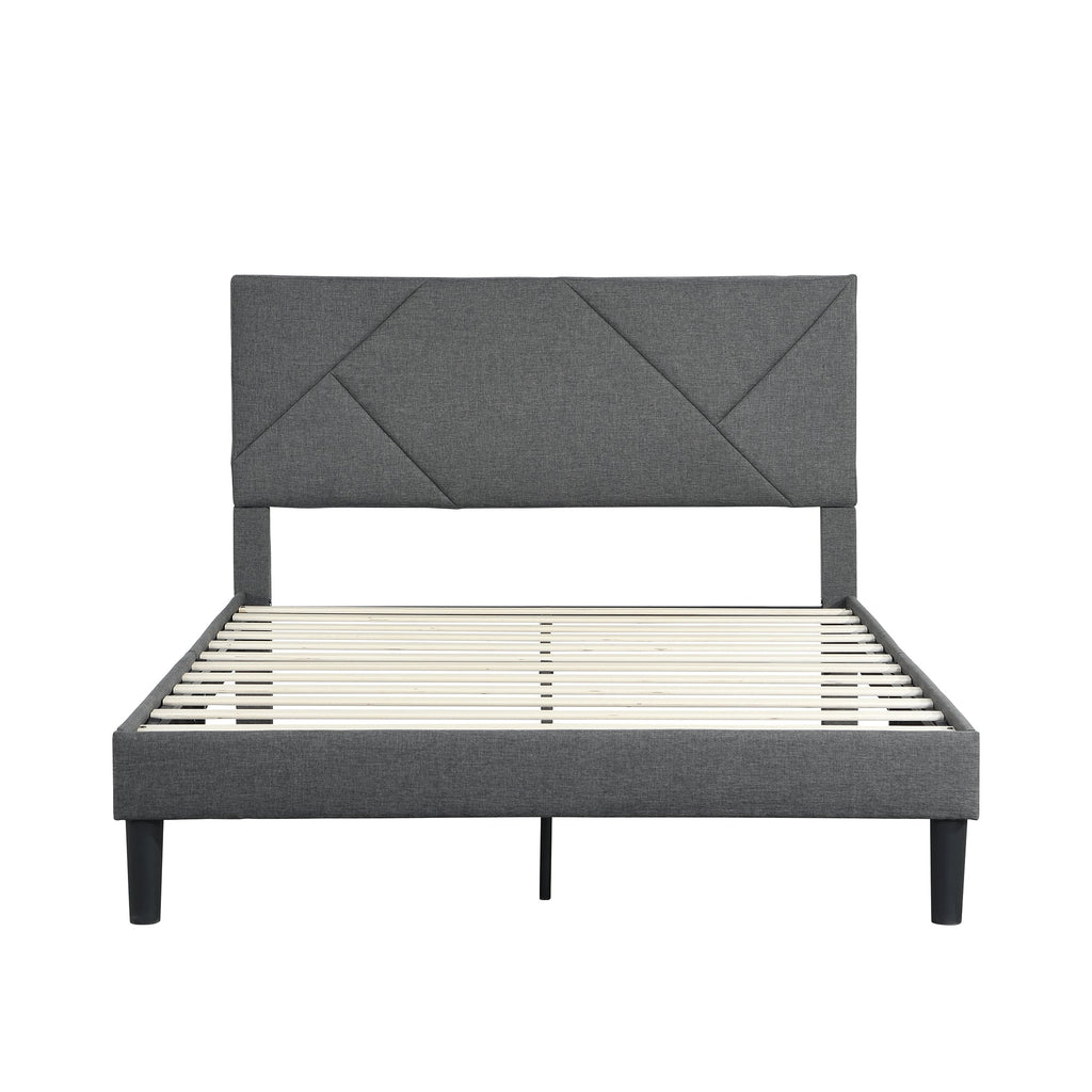 Full Size Upholstered Platform Bed Frame with Headboard
