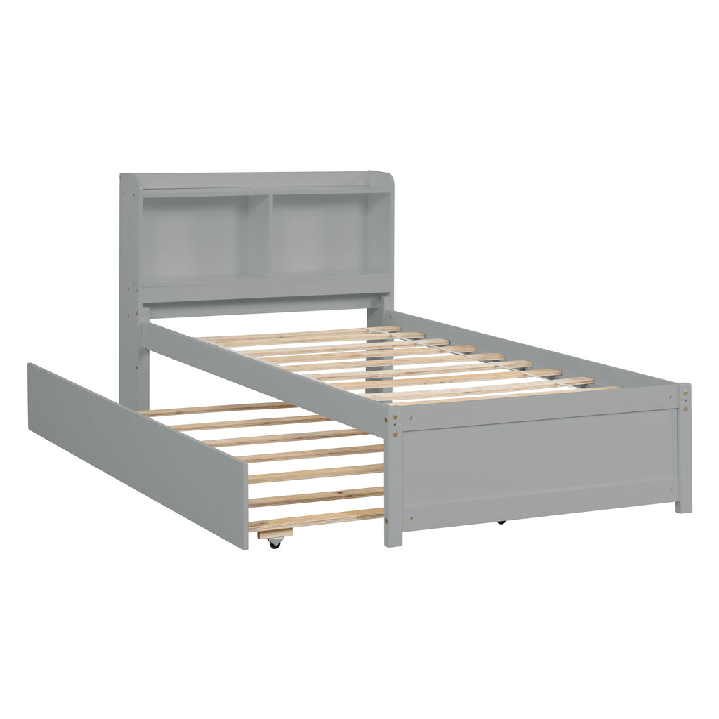 Twin Bed with Trundle and Bookcase