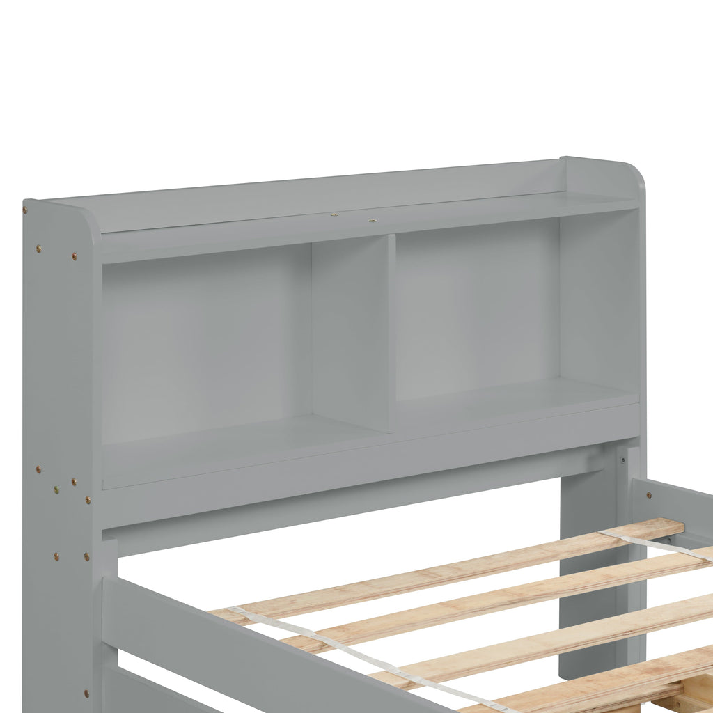 Twin Bed with Trundle and Bookcase