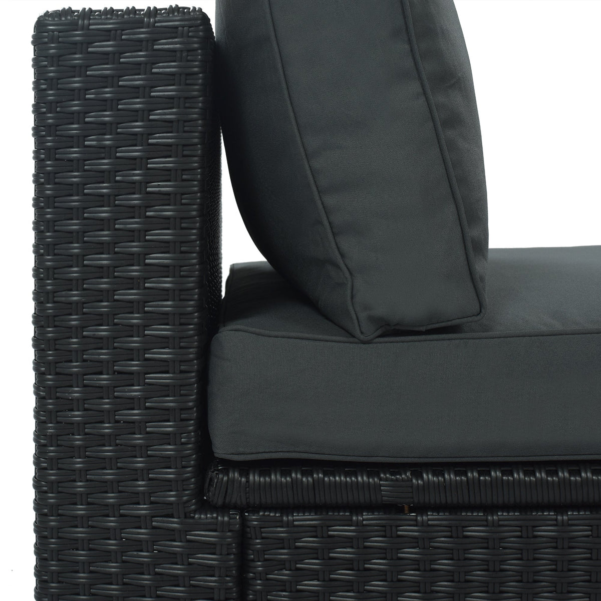 GO 7-Piece Outdoor Wicker Sofa Set with Striped Cushions