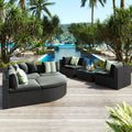 GO 7-Piece Outdoor Wicker Sofa Set with Striped Cushions