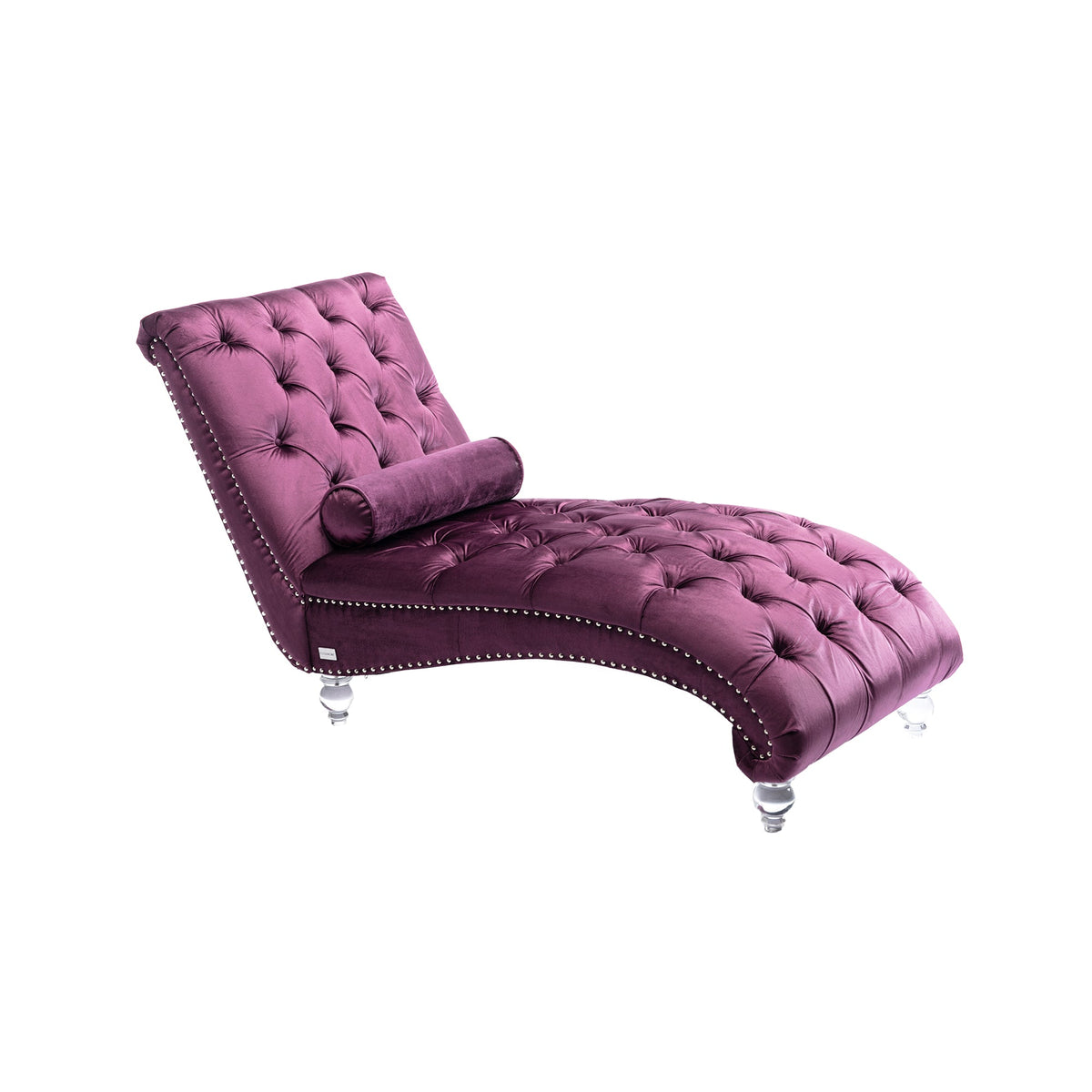 Velvet Chaise Lounge Indoor Chair (Purple Velvet)