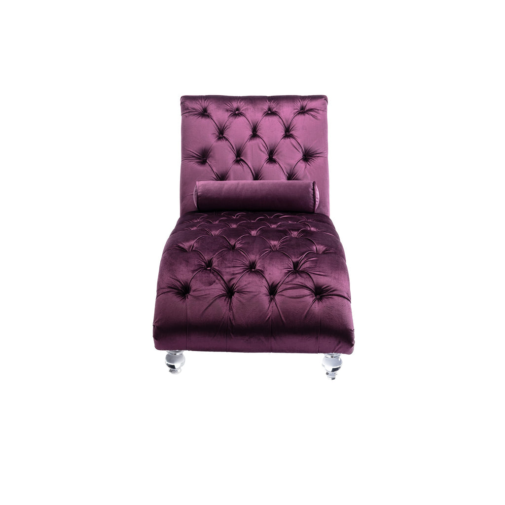 Velvet Chaise Lounge Indoor Chair (Purple Velvet)