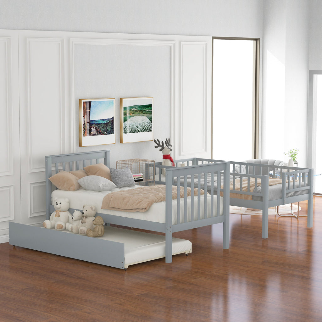 Twin Over Twin Bunk Bed with Trundle and Storage