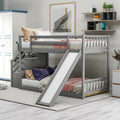 Twin Over Twin Bunk Bed with Convertible Slide and Stairway