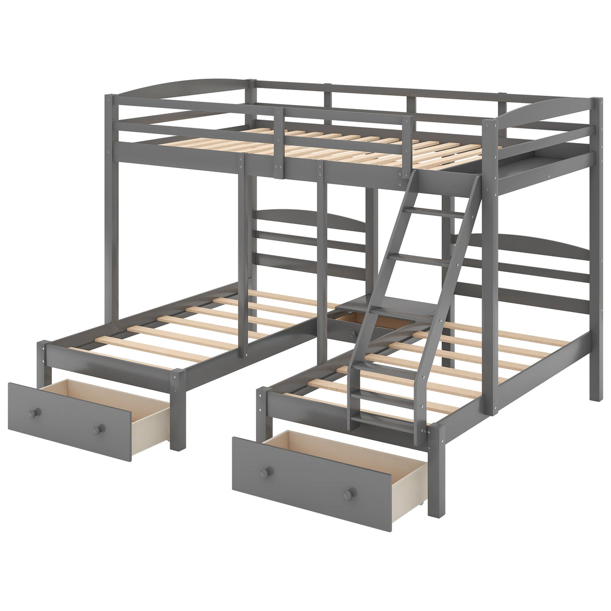 Full Over Twin & Twin Bunk Bed with Drawers