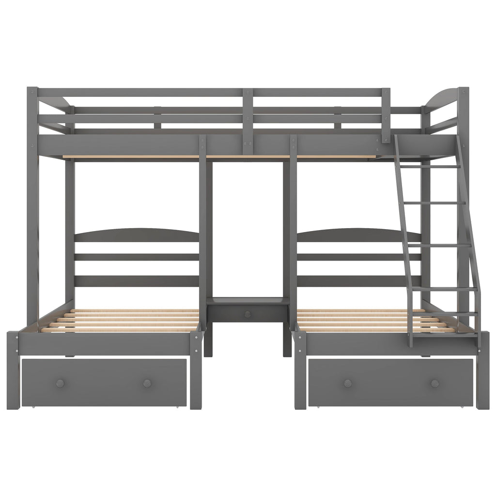 Full Over Twin & Twin Bunk Bed with Drawers