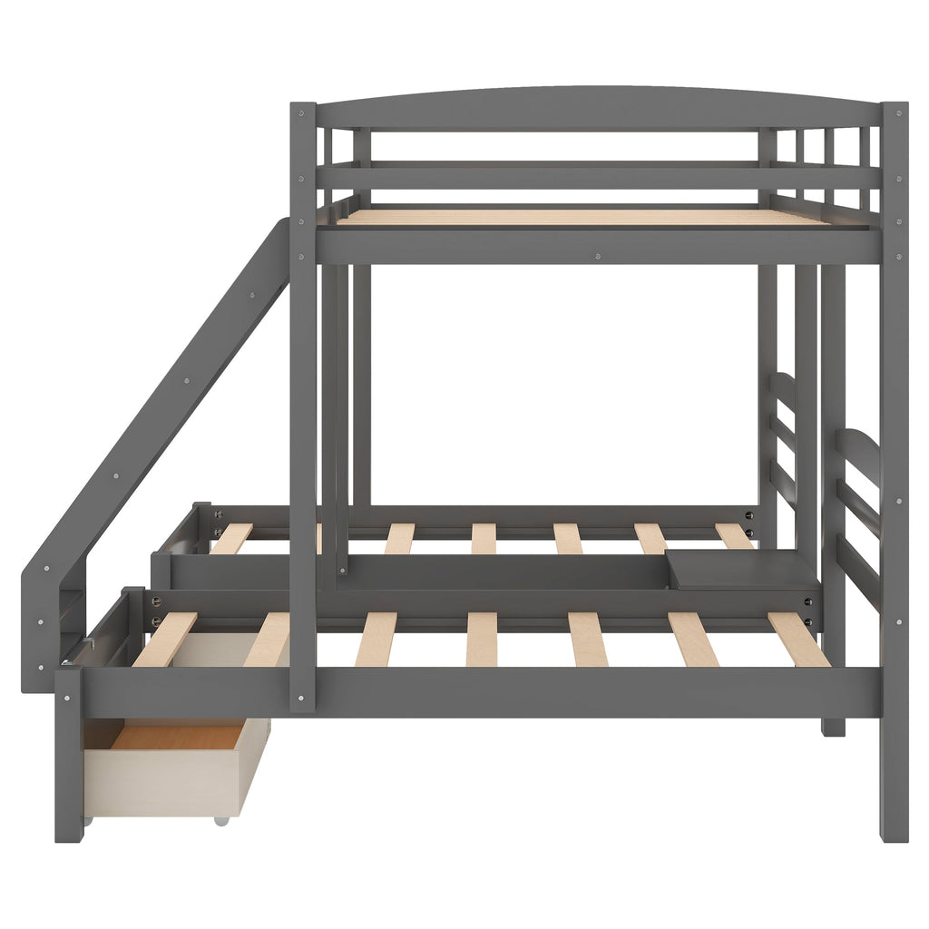 Full Over Twin & Twin Bunk Bed with Drawers