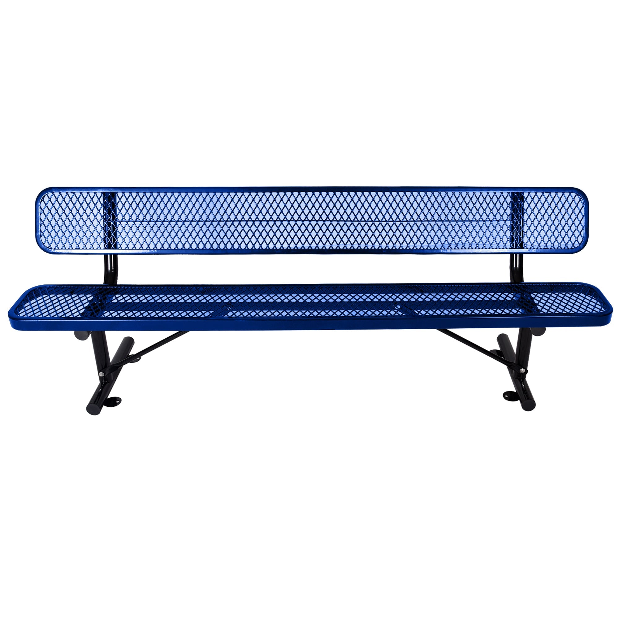 8 ft Outdoor Steel Bench with Backrest