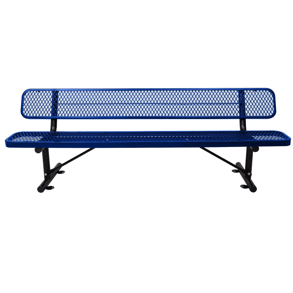 8 ft Outdoor Steel Bench with Backrest