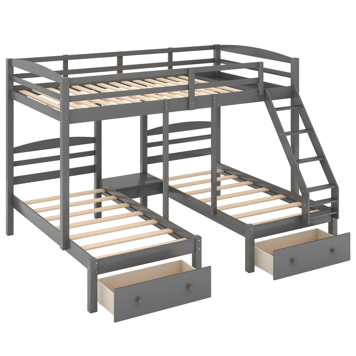 Full Over Twin & Twin Bunk Bed with Drawers