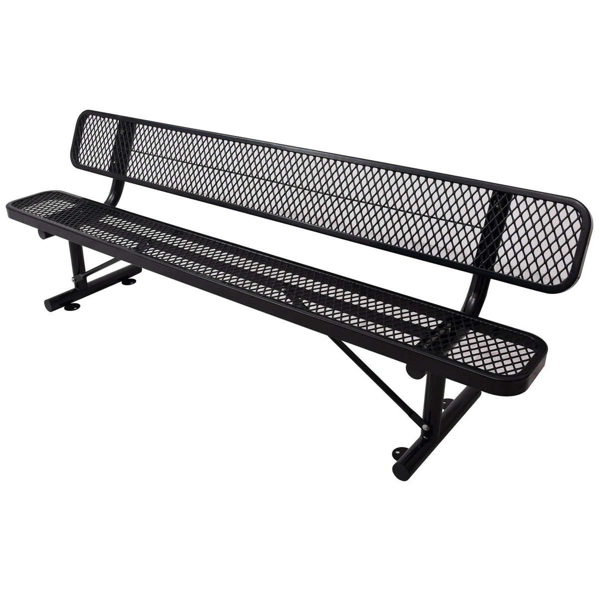 8 ft Outdoor Steel Bench with Backrest