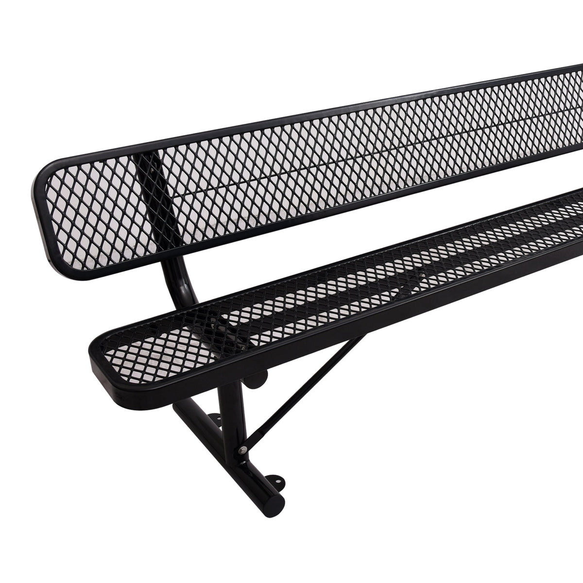 8 ft Outdoor Steel Bench with Backrest