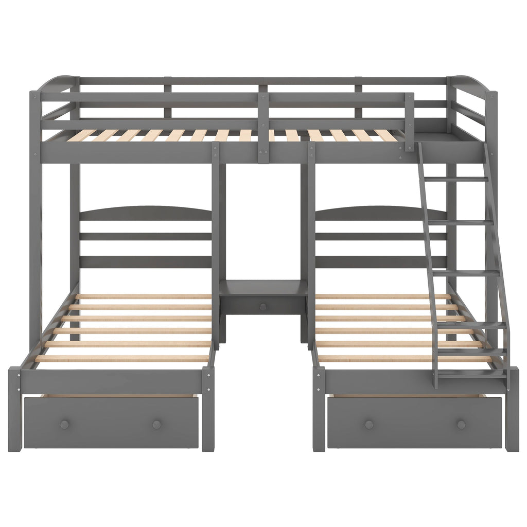 Full Over Twin & Twin Bunk Bed with Drawers