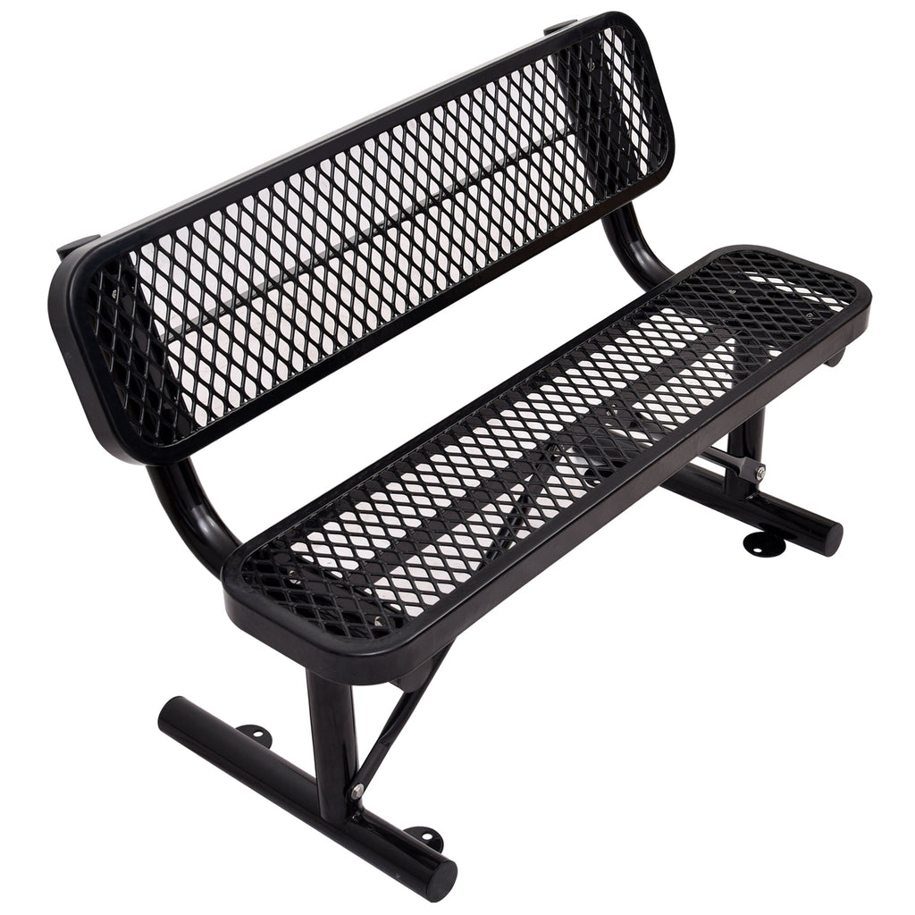 4 Ft. Outdoor Steel Bench With Backrest