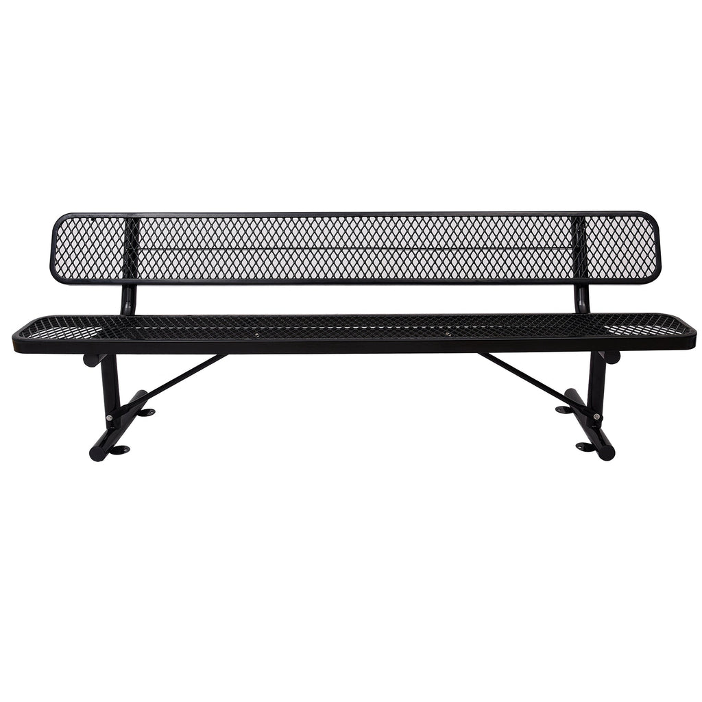 8 ft Outdoor Steel Bench with Backrest