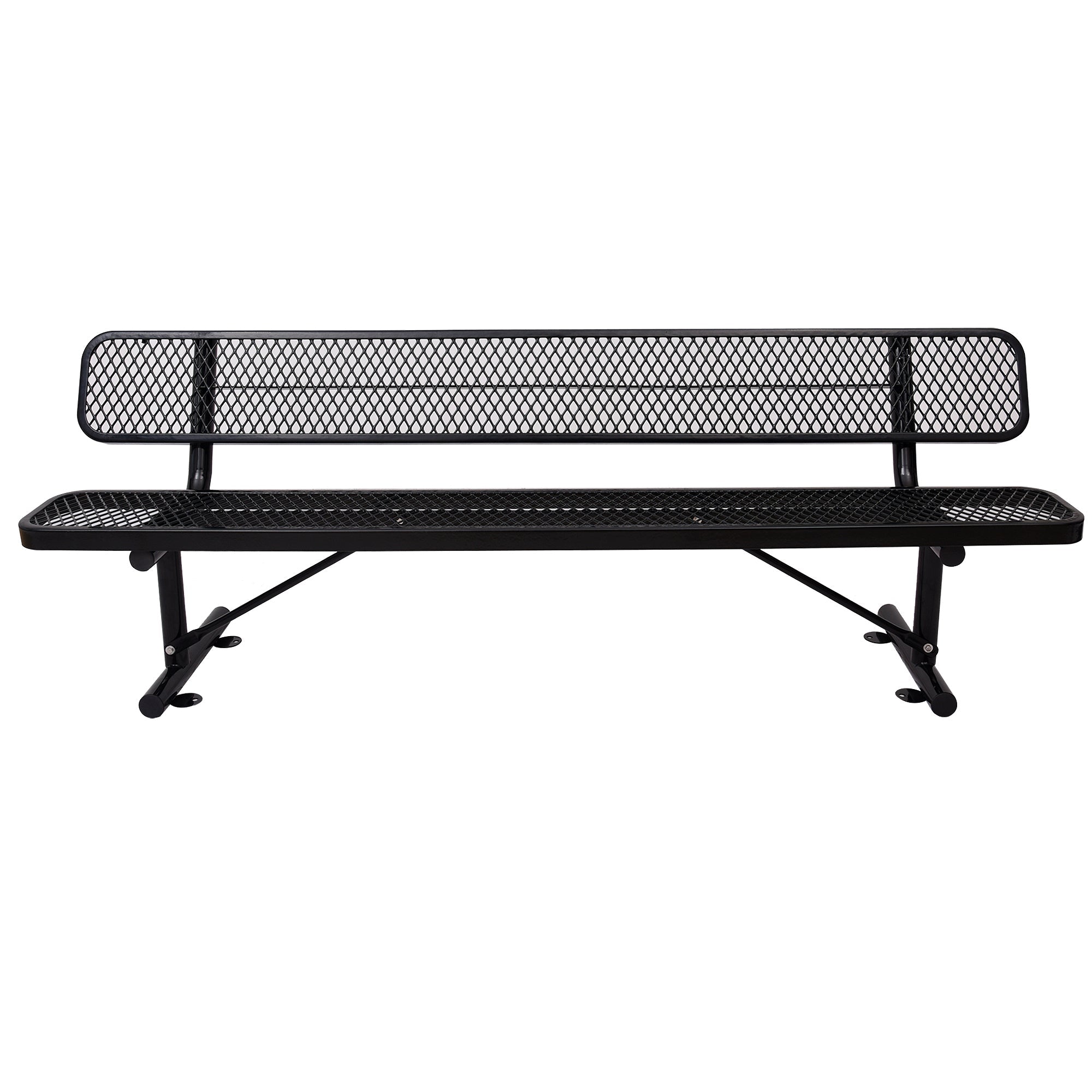 8 ft Outdoor Steel Bench with Backrest