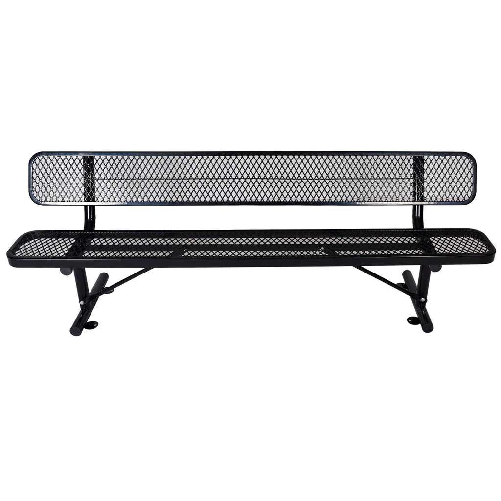 8 ft Outdoor Steel Bench with Backrest